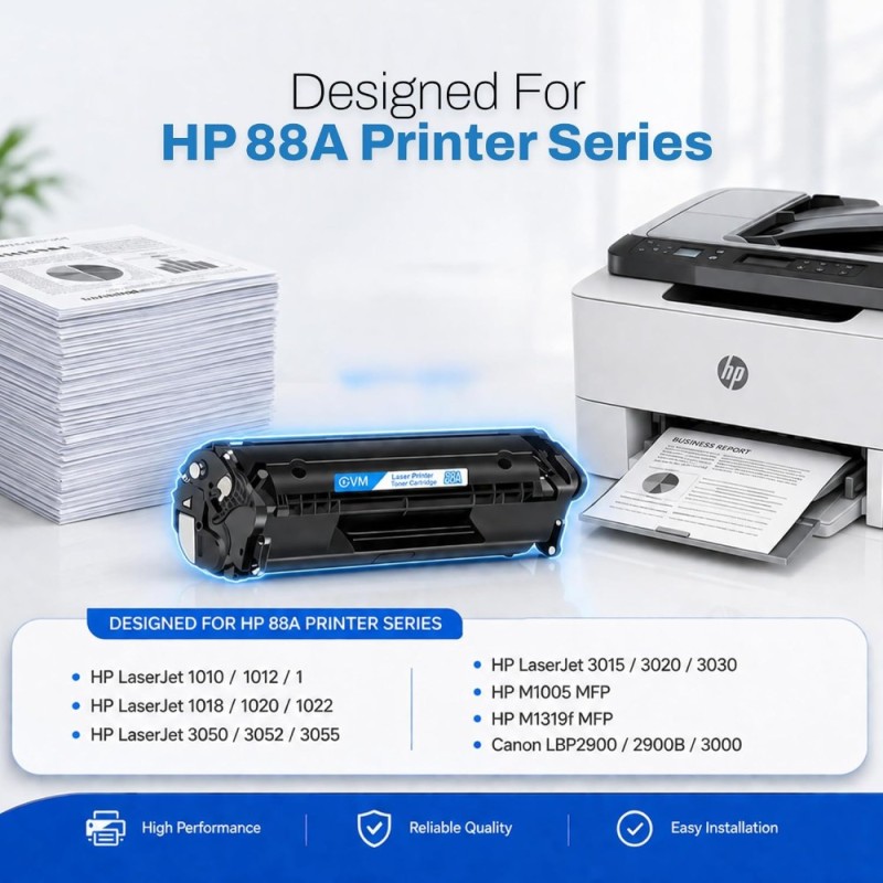 EVM Toner Cartridge EVM-ETC-88A Compatible with HP LaserJet Models 2000 Pages Black