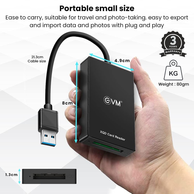 EVM XQD Memory Card Reader EVM-CR-002 USB 3.0 5Gbps Transfer XQD Reader