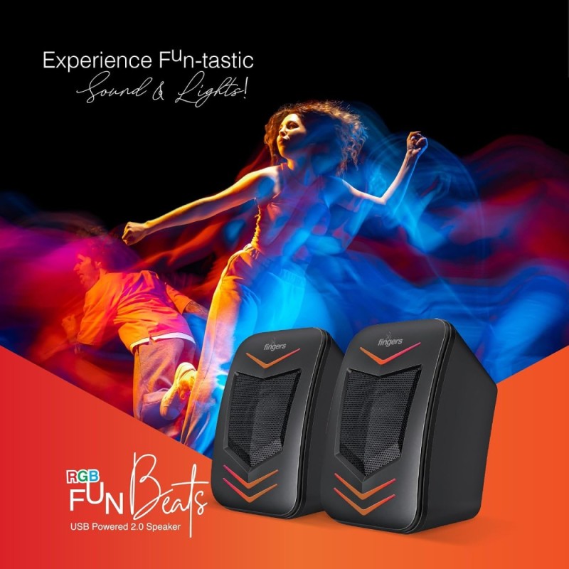FINGERS RGB-FunBeats USB Multimedia Speaker 2.0 Channel Powerful Bass Midnight Black