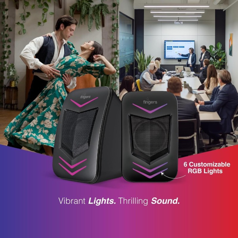 FINGERS RGB-FunBeats USB Multimedia Speaker 2.0 Channel Powerful Bass Midnight Black