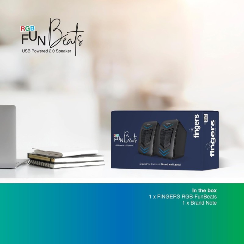 FINGERS RGB-FunBeats USB Multimedia Speaker 2.0 Channel Powerful Bass Midnight Black