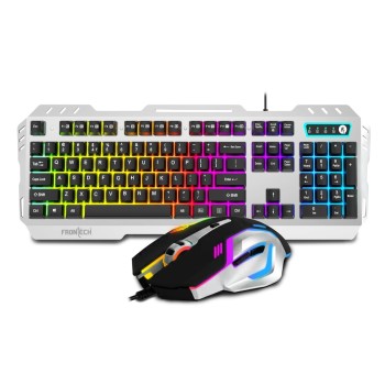 Frontech Gaming Combo KB-0009B Rainbow Backlit Keyboard and Mouse Black