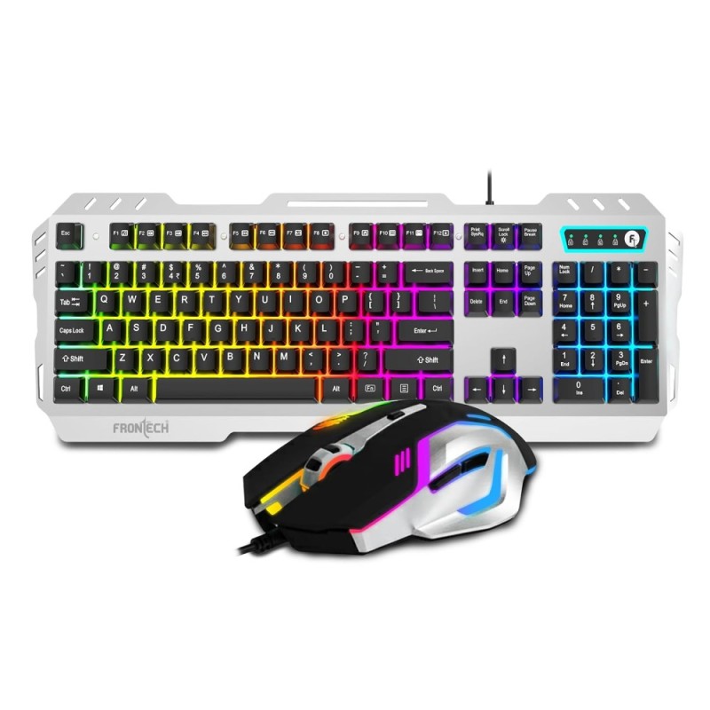 Frontech Gaming Combo KB-0009B Rainbow Backlit Keyboard and Mouse Black