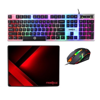 Frontech Gaming Combo KB-0040PC RGB LED Keyboard, 1200 DPI Mouse, Black