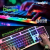 Frontech Gaming Combo KB-0040PC RGB LED Keyboard, 1200 DPI Mouse, Black