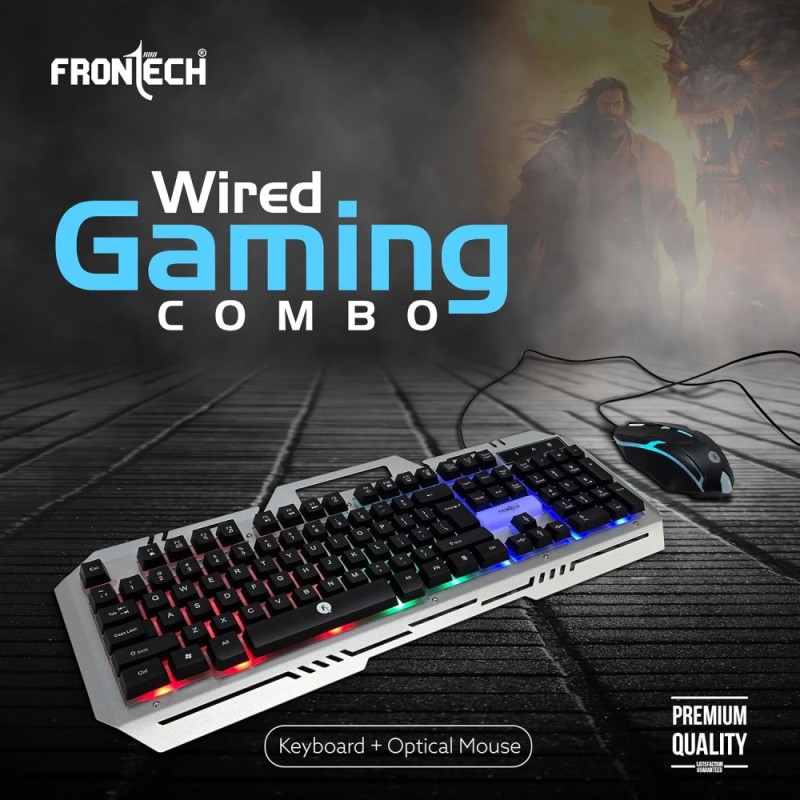 Frontech Gaming Keyboard and Mouse Combo KB-0039P RGB Backlit Black Grey