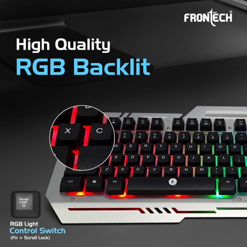 Frontech Gaming Keyboard and Mouse Combo KB-0039P RGB Backlit Black Grey