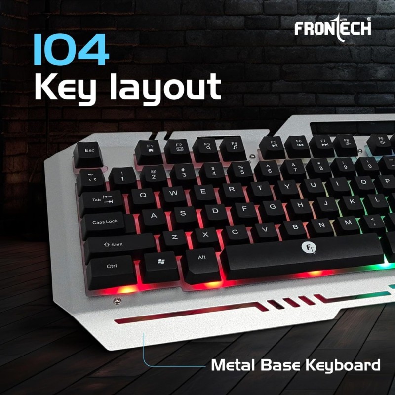 Frontech Gaming Keyboard and Mouse Combo KB-0039P RGB Backlit Black Grey