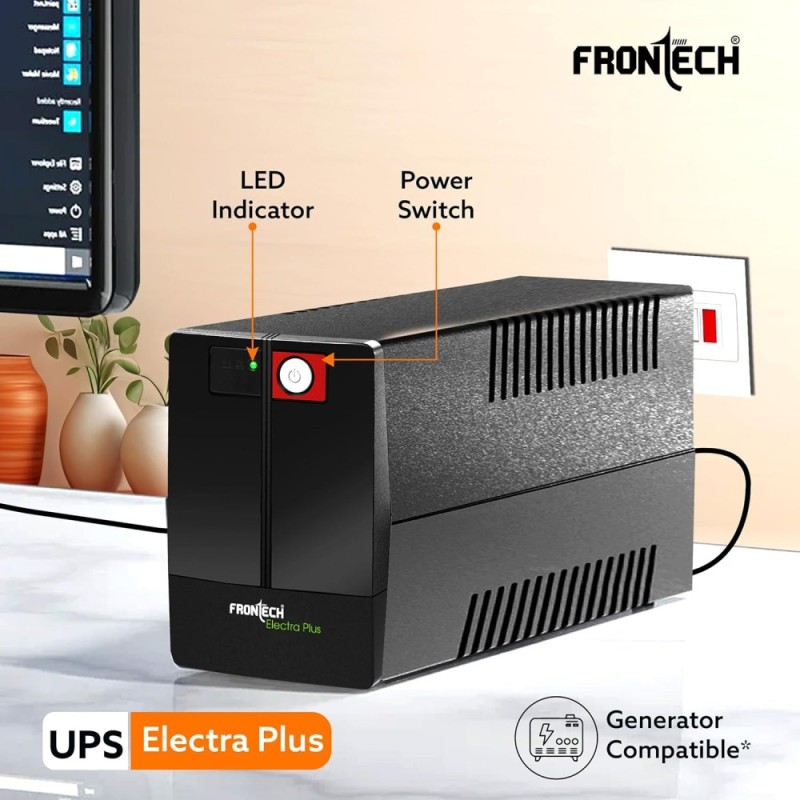 FRONTECH UPS Electra Plus 600VA/360W Maintenance Free Battery, LED Indicator, 3 Outlets, UPS Electra Plus