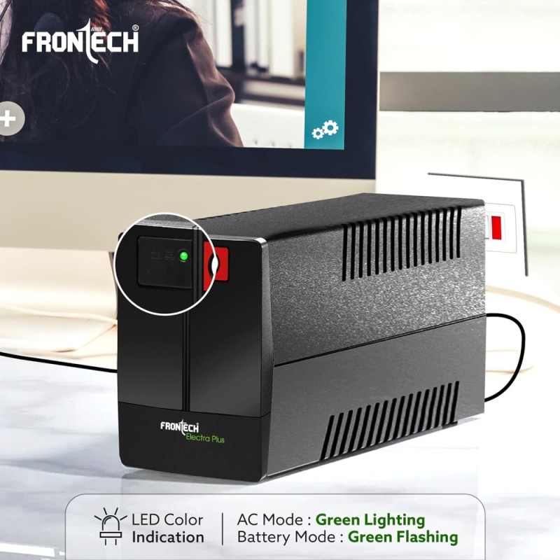 FRONTECH UPS Electra Plus 600VA/360W Maintenance Free Battery, LED Indicator, 3 Outlets, UPS Electra Plus