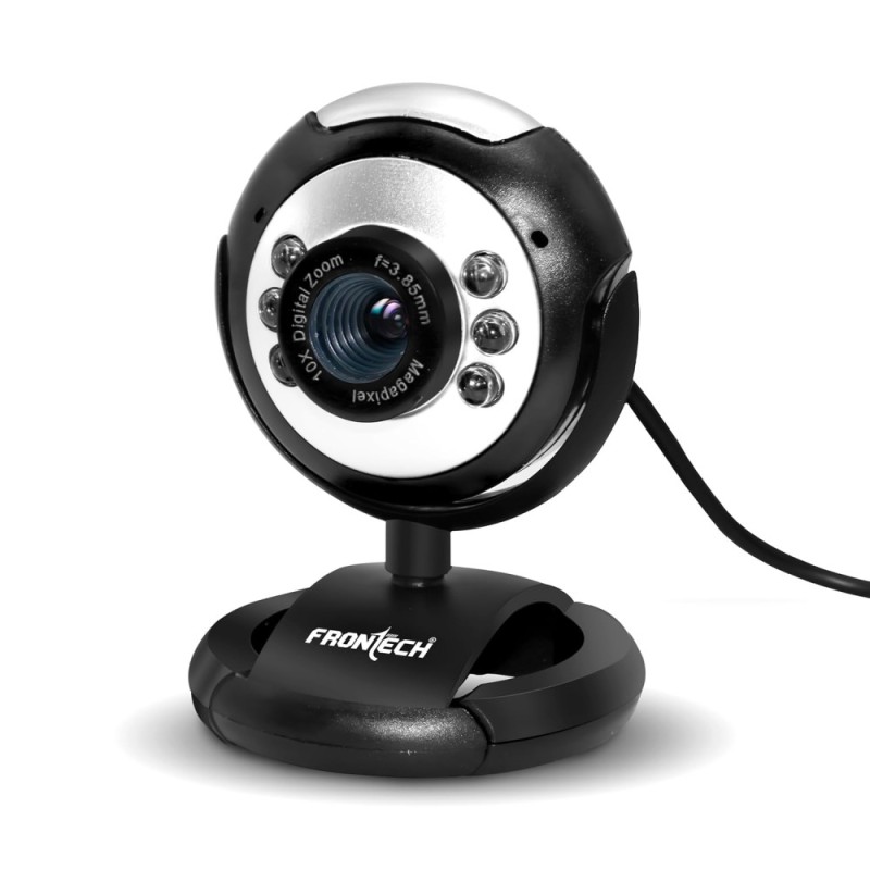 FRONTECH Webcam 2251 480P HD USB with Microphone and LED Light Black