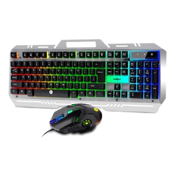 FRONTECH Wired Gaming Keyboard Mouse Combo KB-0039 104 Keys Ergonomic Design Black