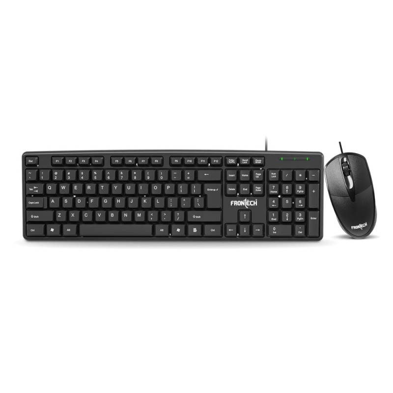 FRONTECH Wired Keyboard and Mouse Combo KB-0012 104 Keys Black