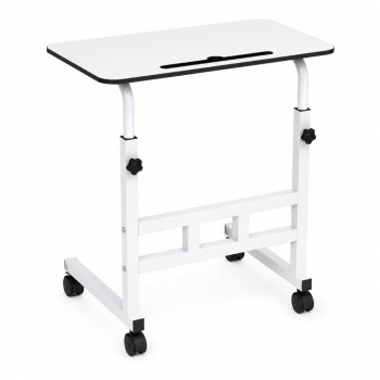 Generic Adjustable Sofa Side Table Trolly Table Height Adjustable 26-34 Inch White