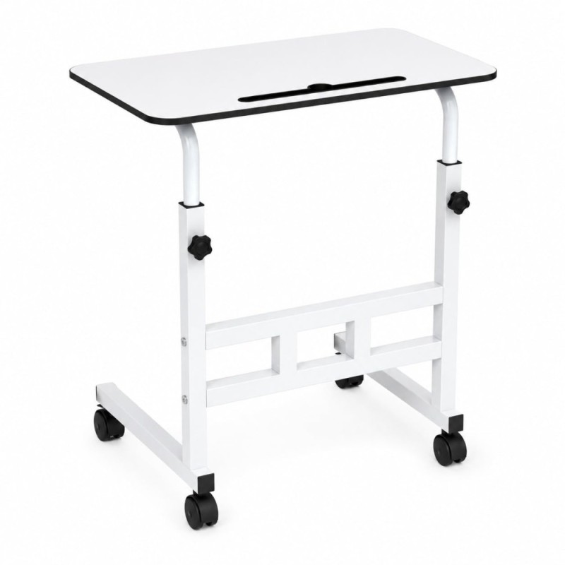 Generic Adjustable Sofa Side Table Trolly Table Height Adjustable 26-34 Inch White