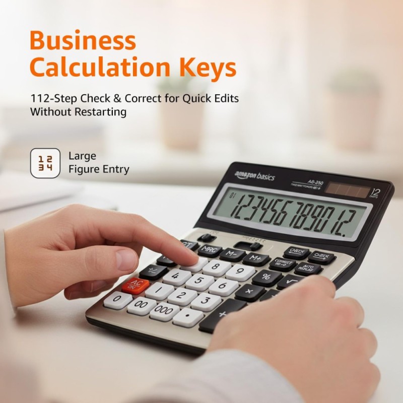 Generic Desktop Calculator AB-250 12-Digit LCD Dual Power Black
