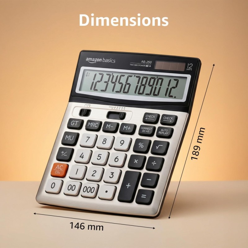 Generic Desktop Calculator AB-250 12-Digit LCD Dual Power Black