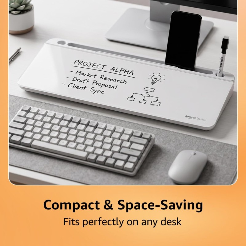 Generic Desktop Glass Whiteboard AB-GLASS-B-001 Tempered Glass Organizer