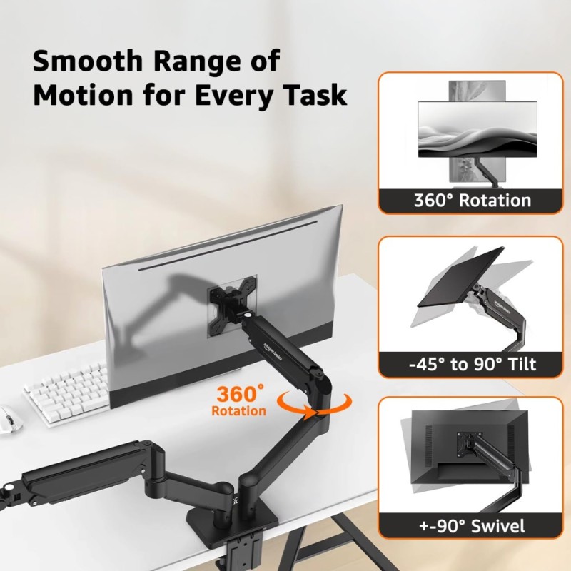 Generic Dual Monitor Arm AB-MS-05 Gas Spring Adjustable 13-32 inch Screens