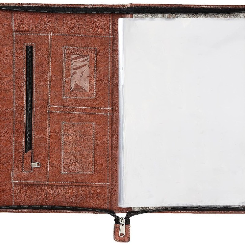 Generic File Folder COI2183 Faux Leather Expandable 20 Leafs Brown