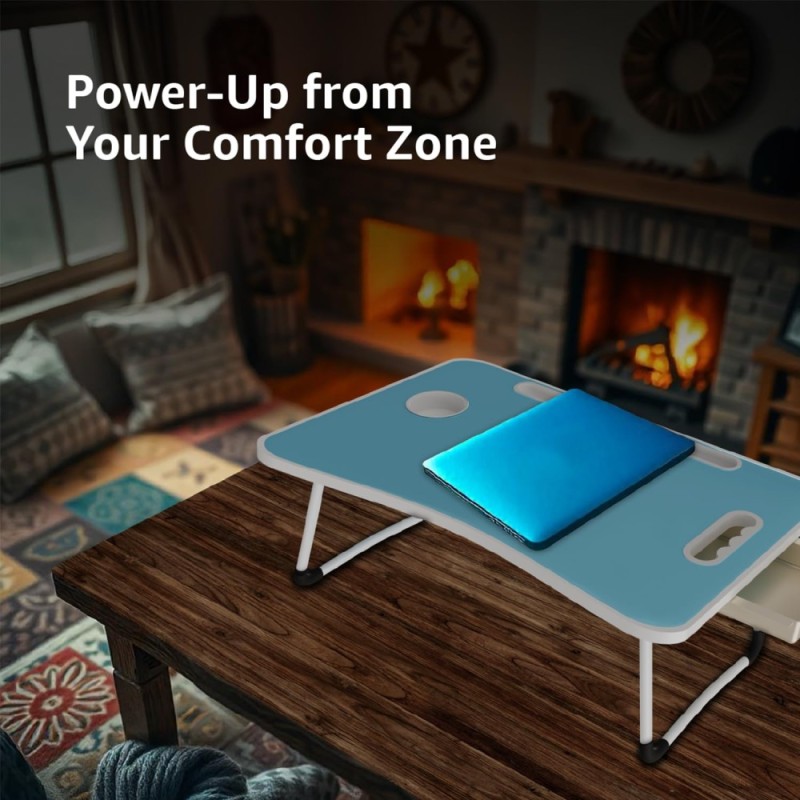 Generic Foldable Laptop Table SD_AB_LAPTABLE_BOOSTER_BLUE Engineered Wood 60L x 40W x 26H cm
