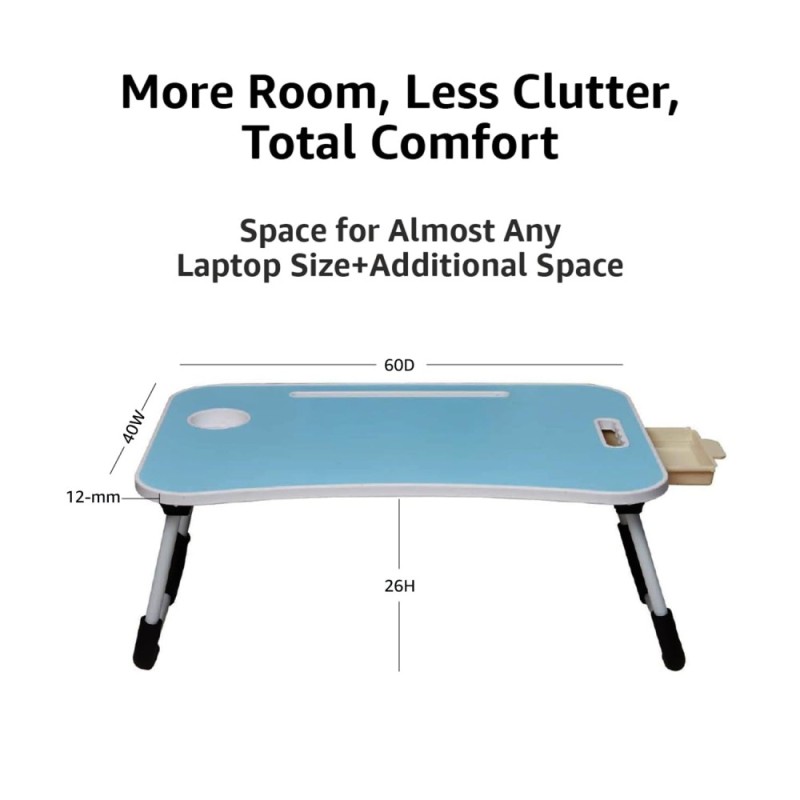 Generic Foldable Laptop Table SD_AB_LAPTABLE_BOOSTER_BLUE Engineered Wood 60L x 40W x 26H cm