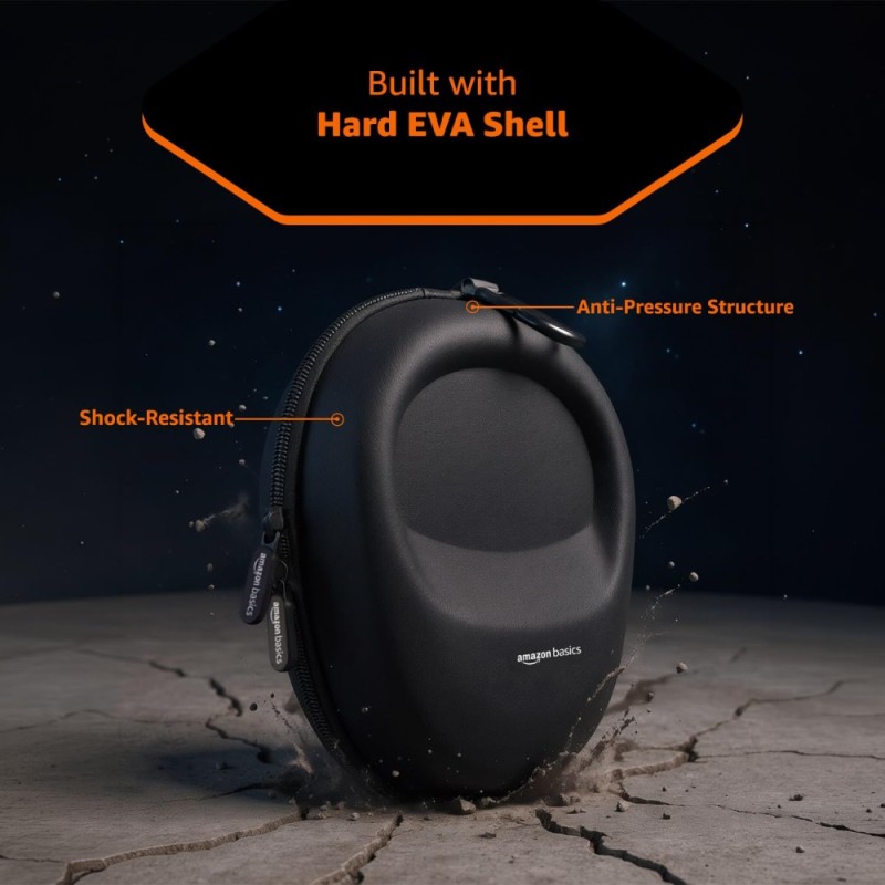Generic Hard Shell EVA Headphone Carrying Case AB-Z33-BLK Portable Shockproof Water Repellent Black