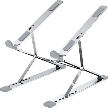 Generic Laptop Stand SD_AB_LAPSTAND_2LAYERBUDDY_ALUM_SILVER Adjustable Aluminium Laptop Riser, Fits Up to 17 Inch Laptops