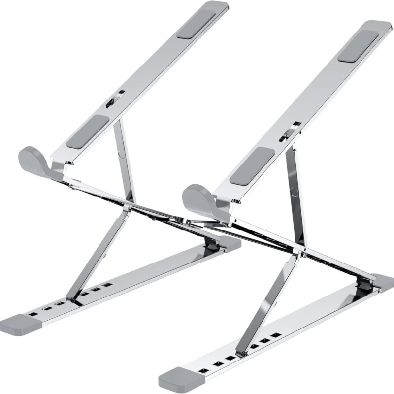 Generic Laptop Stand SD_AB_LAPSTAND_2LAYERBUDDY_ALUM_SILVER Adjustable Aluminium Laptop Riser, Fits Up to 17 Inch Laptops