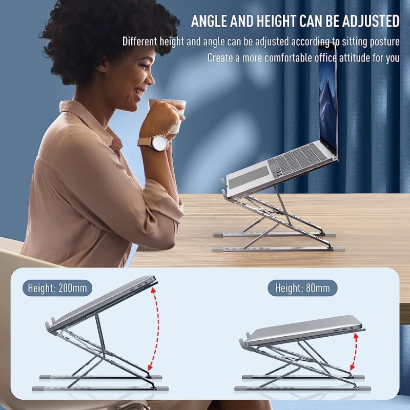 Generic Laptop Stand SD_AB_LAPSTAND_2LAYERBUDDY_ALUM_SILVER Adjustable Aluminium Laptop Riser, Fits Up to 17 Inch Laptops