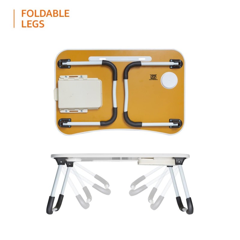 Generic Laptop Table SD_AB_LAPTABLE_BOOSTER_BROWN Foldable with Cup Holder and Tablet Groove, Brown