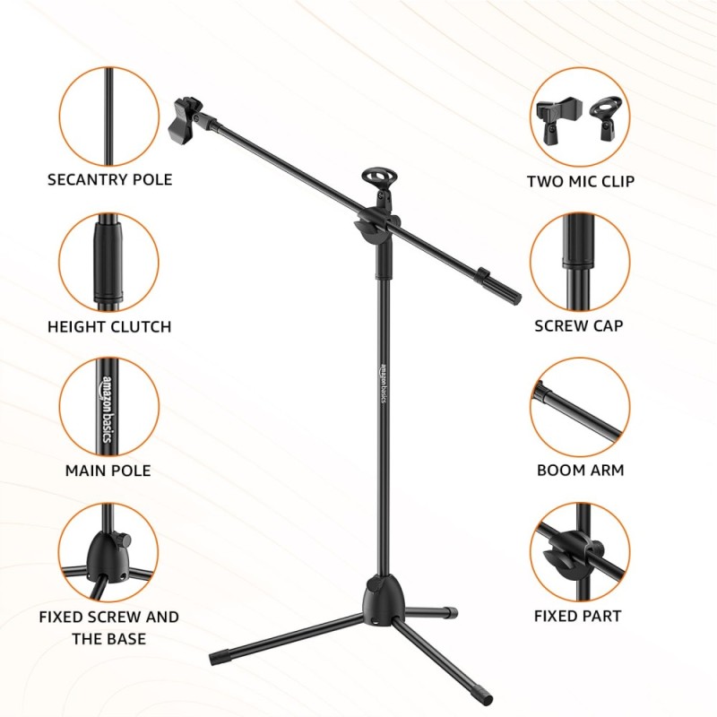 Generic Microphone Stand AB-MPS-O1 Adjustable Boom Arm Black
