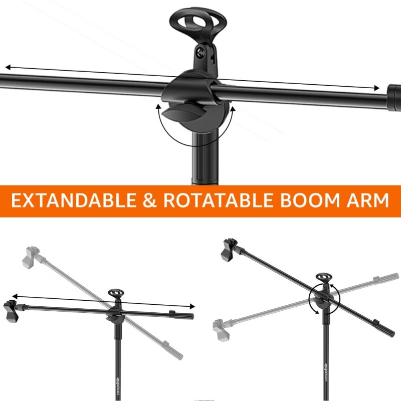 Generic Microphone Stand AB-MPS-O1 Adjustable Boom Arm Black