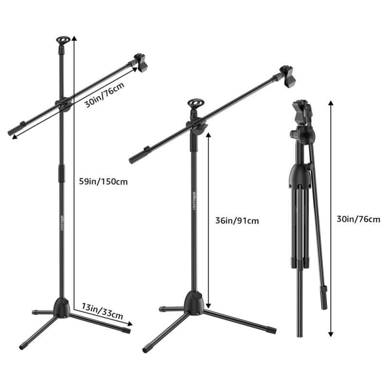 Generic Microphone Stand AB-MPS-O1 Adjustable Boom Arm Black