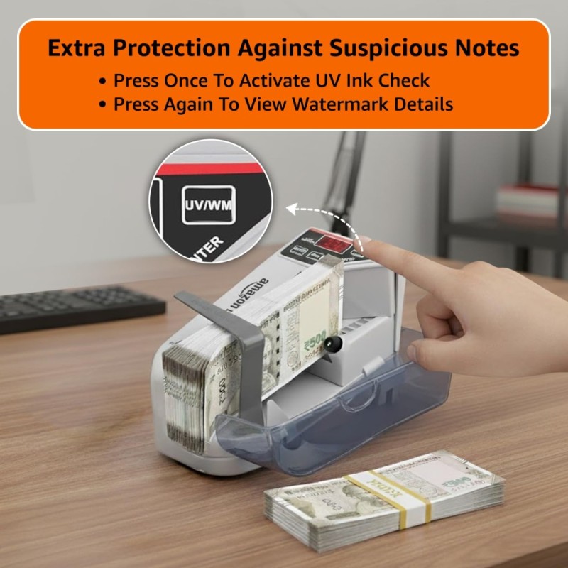 Generic Mini Note Counting Machine PA 007 UV/WM Function Auto-shutoff White