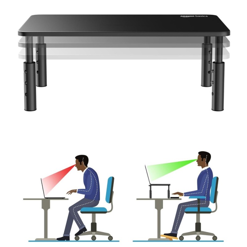 Generic Monitor Stand ABMONITRSET2BLK Height Adjustable Black
