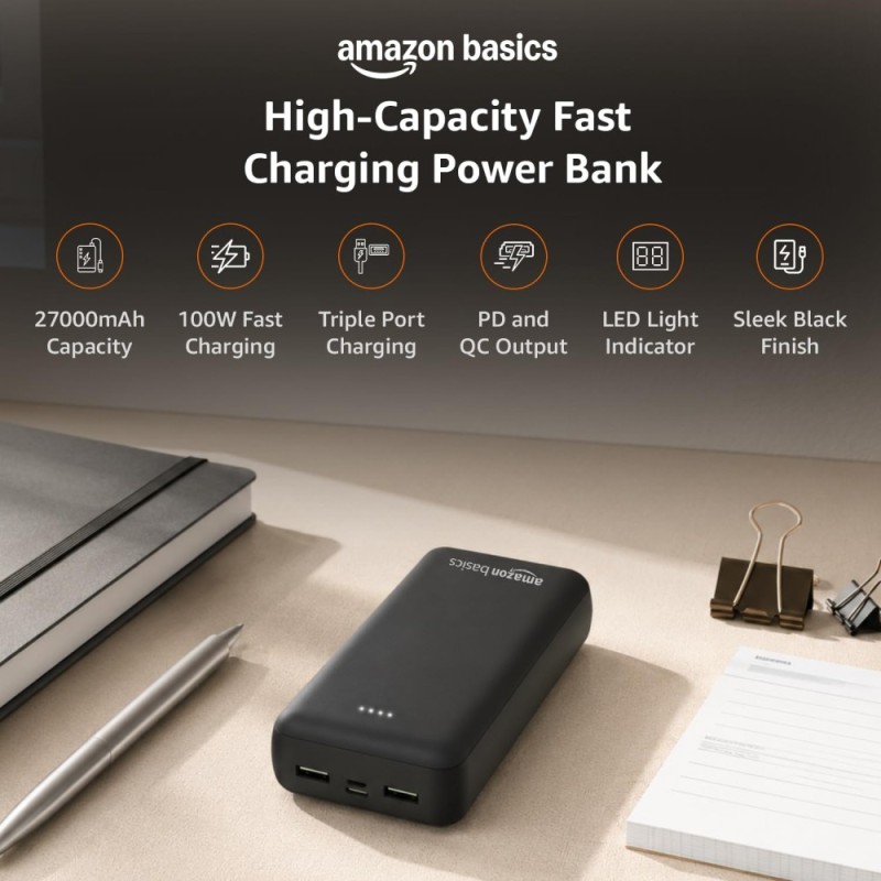 Generic Power Bank ABPB27K100 27000mAh 100W Fast Charging Black