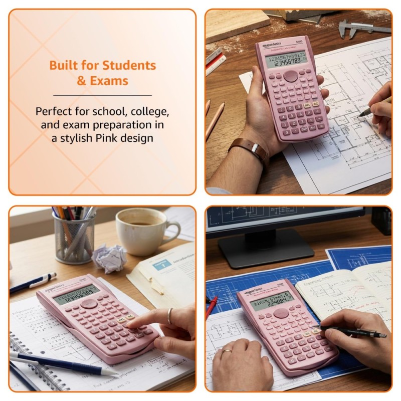 Generic Scientific Calculator AB82M PINK 240 Functions 2-Line Display