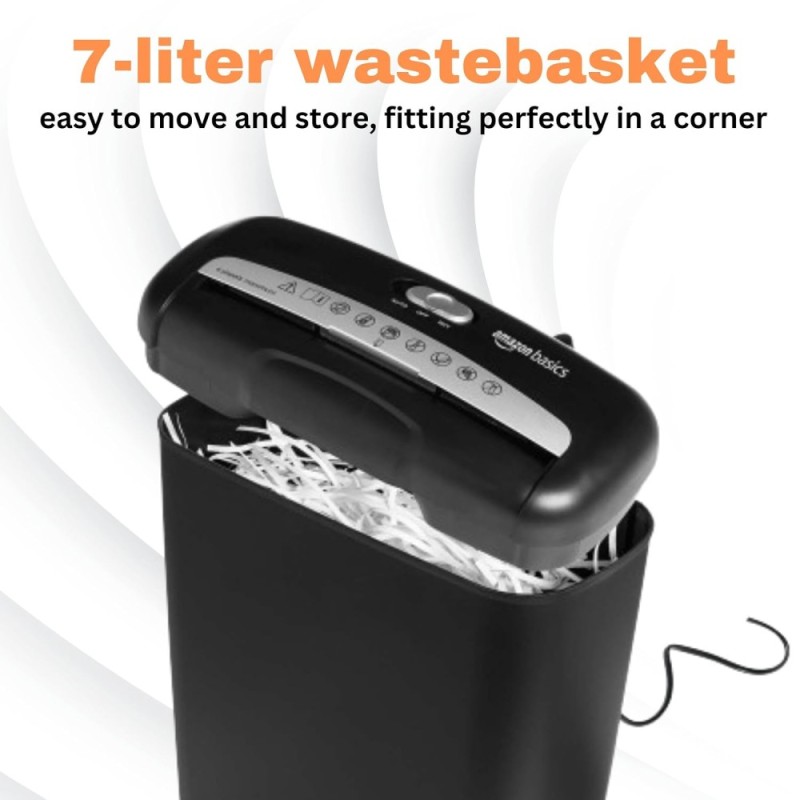 Generic Shredder ABPBS01B06 6 Sheet Capacity 7L Waste Basket Black