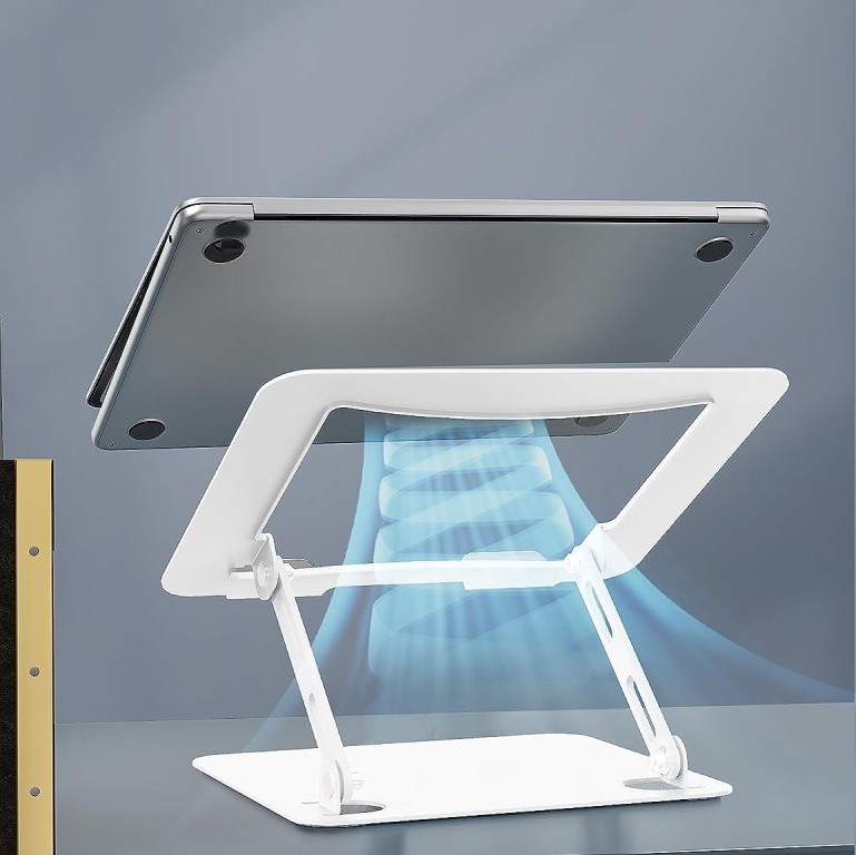 Generic Tabletop Laptop Stand SD_AB_LAPSTAND_FLEXIBLE_METAL Adjustable, Ventilated, White