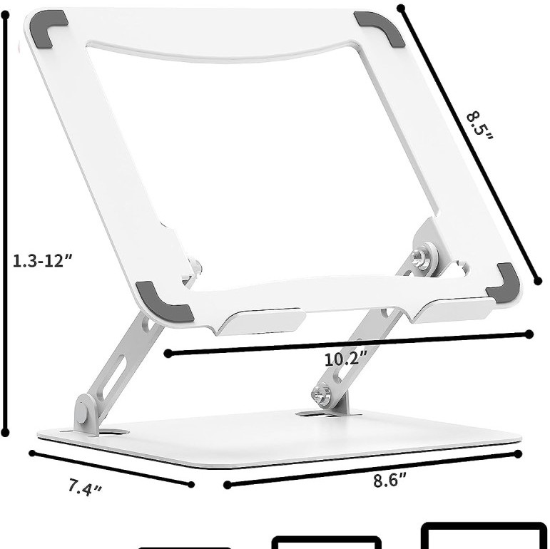 Generic Tabletop Laptop Stand SD_AB_LAPSTAND_FLEXIBLE_METAL Adjustable, Ventilated, White