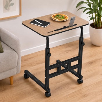 Generic Trolly Table Adjustable Sofa Side Table 26-34 Inch Brown