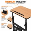 Generic Trolly Table Adjustable Sofa Side Table 26-34 Inch Brown