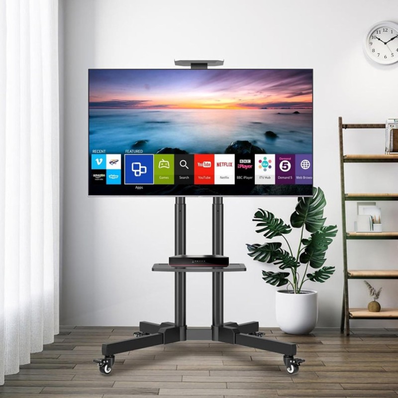 Generic TV Stand AB-MS-06 Adjustable Height Black with Wheels