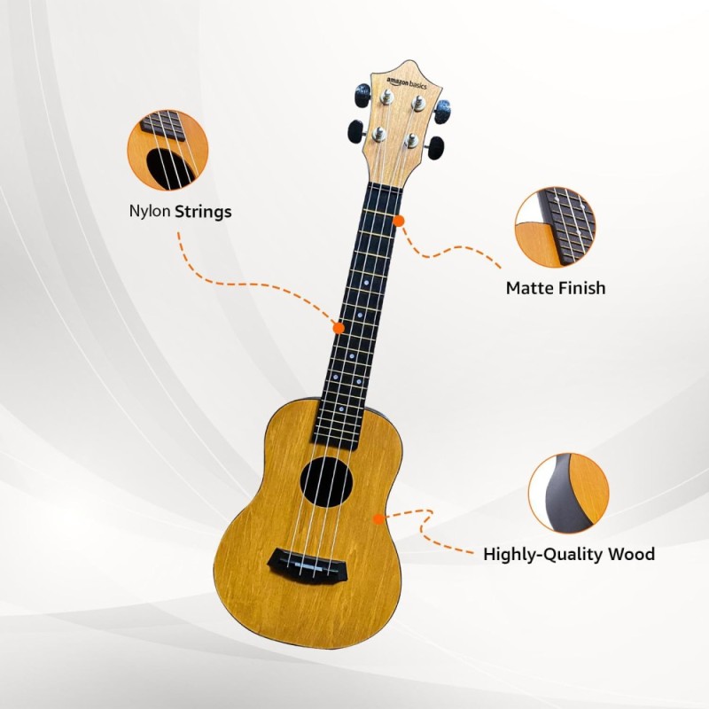 Generic Ukulele Kit AMZ_BA_UKULELE_NEW Concert Size Nylon Strings Natural Brown