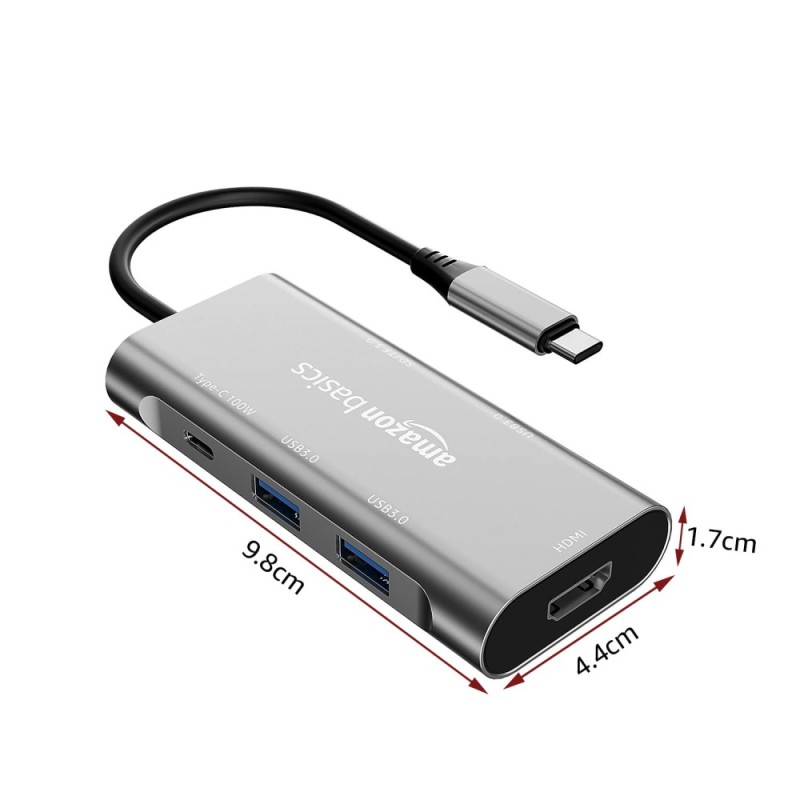 Generic USB-C Hub Dock 7-in-1 with 4K HDMI, Slate Grey