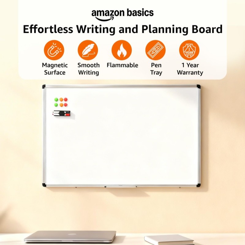 Generic Whiteboard Drywipe Magnetic 2.95 x 1.96 ft White