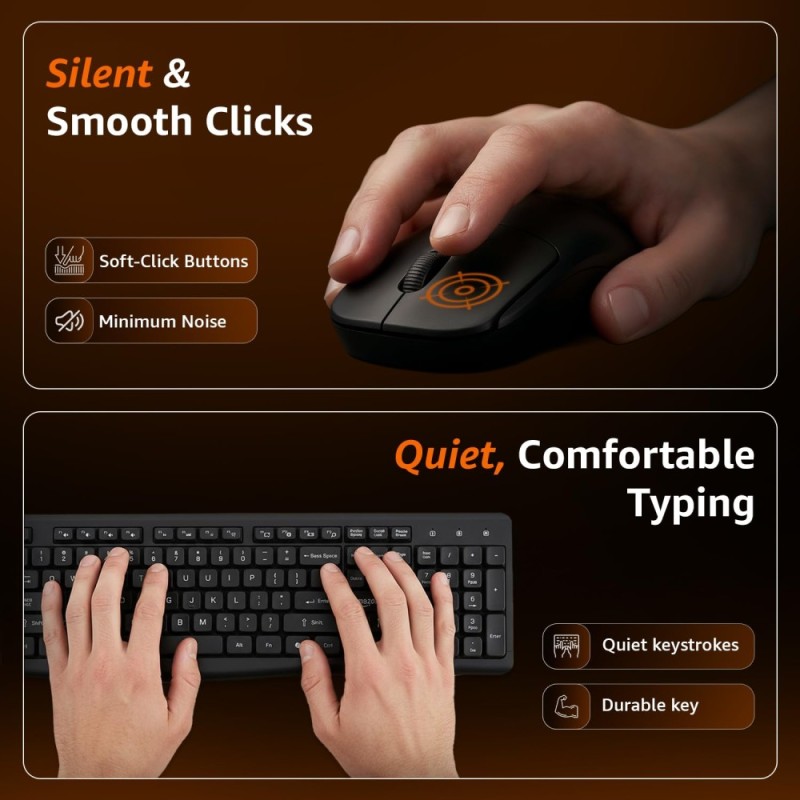 Generic Wireless Keyboard and Mouse Combo AB26KW1 2.4GHz Wireless Full-Size 104-Key Black