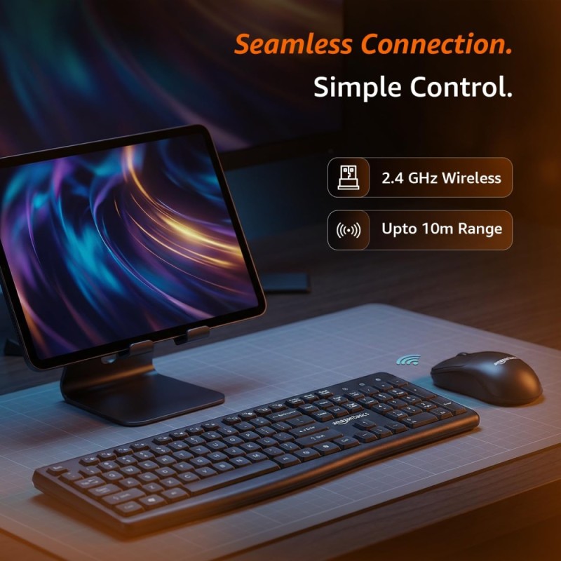 Generic Wireless Keyboard and Mouse Combo AB26KW1 2.4GHz Wireless Full-Size 104-Key Black