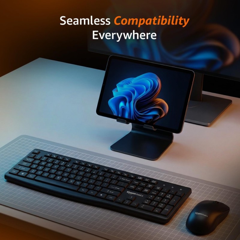 Generic Wireless Keyboard and Mouse Combo AB26KW1 2.4GHz Wireless Full-Size 104-Key Black